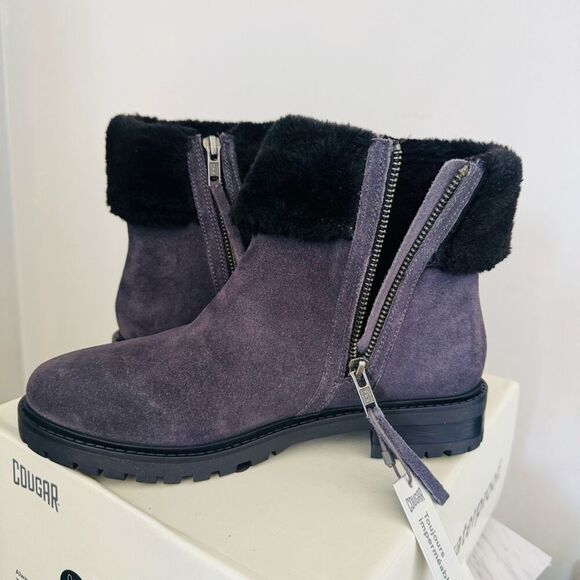 Cougar Kendal Faux Fur Waterproof  Leather Snow Bootie‎ Grey Black Size 8 NWT - Picture 16 of 16